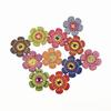 50Pcs 20mm Wood Buttons Mixed Color 2 Holes Flower Shaped Decorative Buttons, Flower Painting Wood Buttons