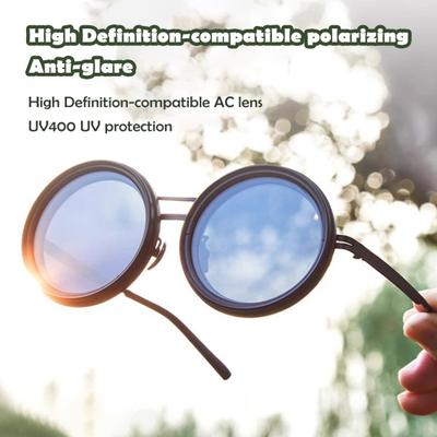 Adjustable ND Filter Sunglasses 1-9 Gears for Comfort Clarity Polarized Round Glasses with Blue Light Blocking Glasses for Travel Outdoor Work