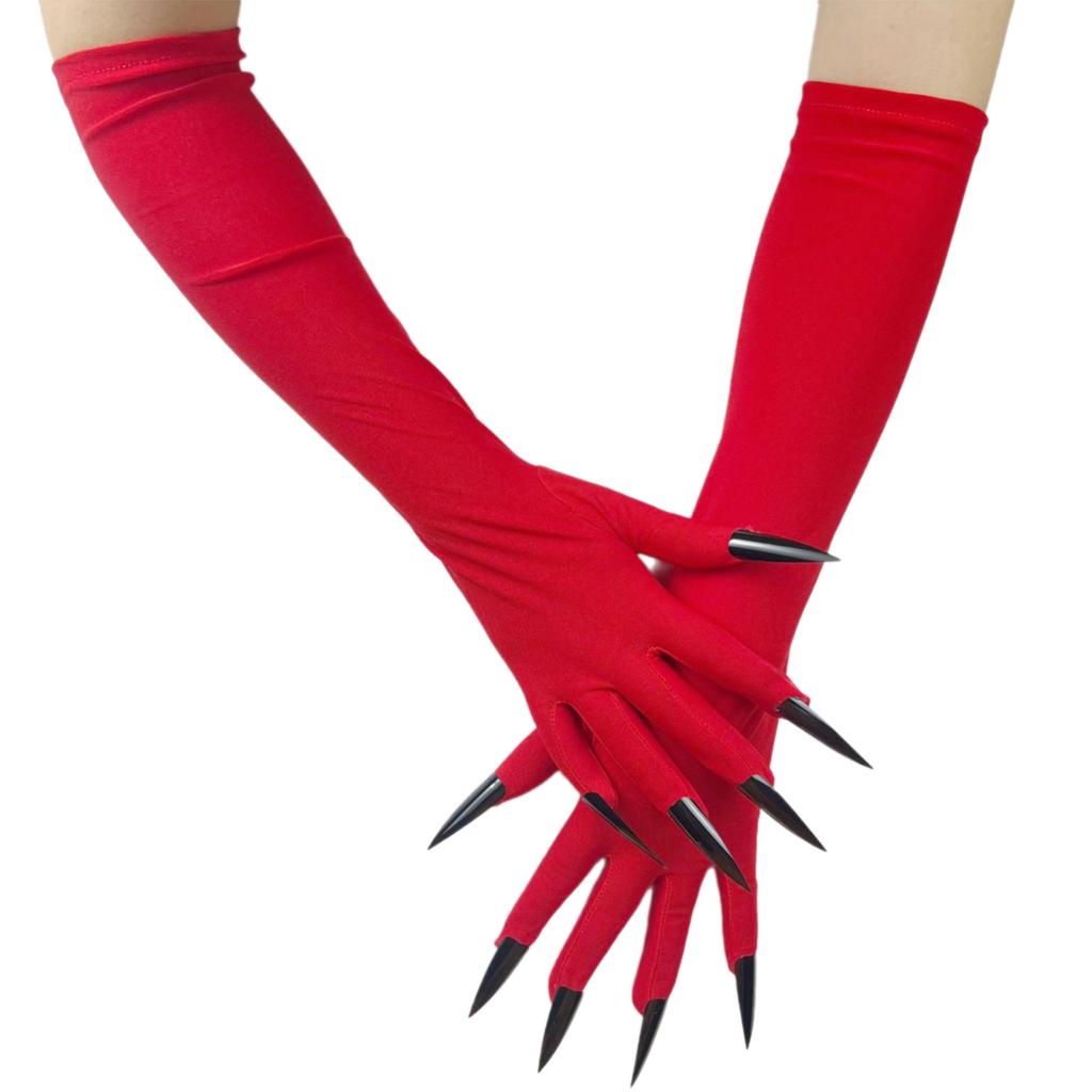 Halloween Gloves Full Finger Long Fingernails Costume Accessories Spooky Skull Claw Gloves Long Nails