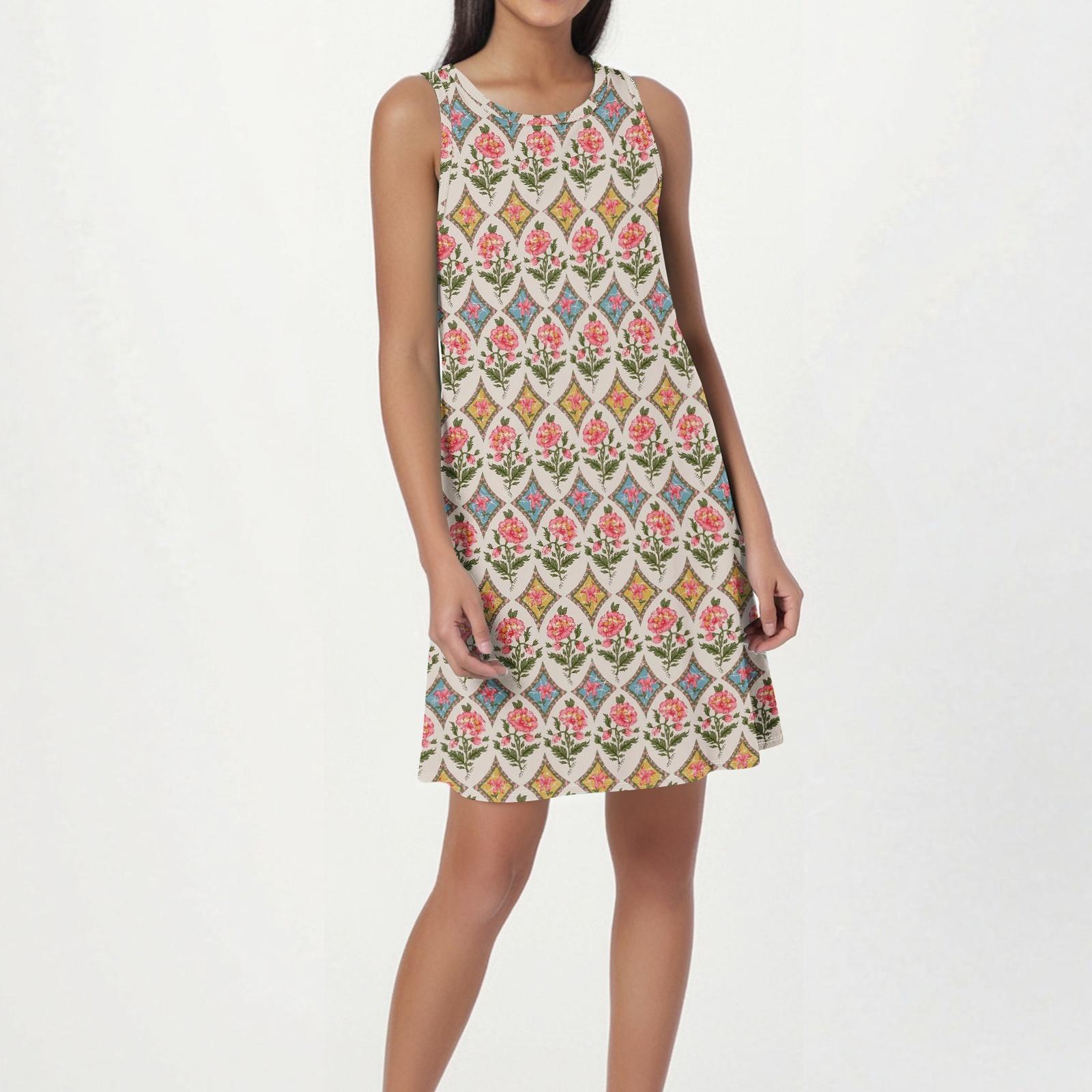 

Summer Dresses for Women 2026 Sleeveless A-Line Summer Dress with Floral Print Sundresses for Women 2026 Casual Summer Dresses for Women XL