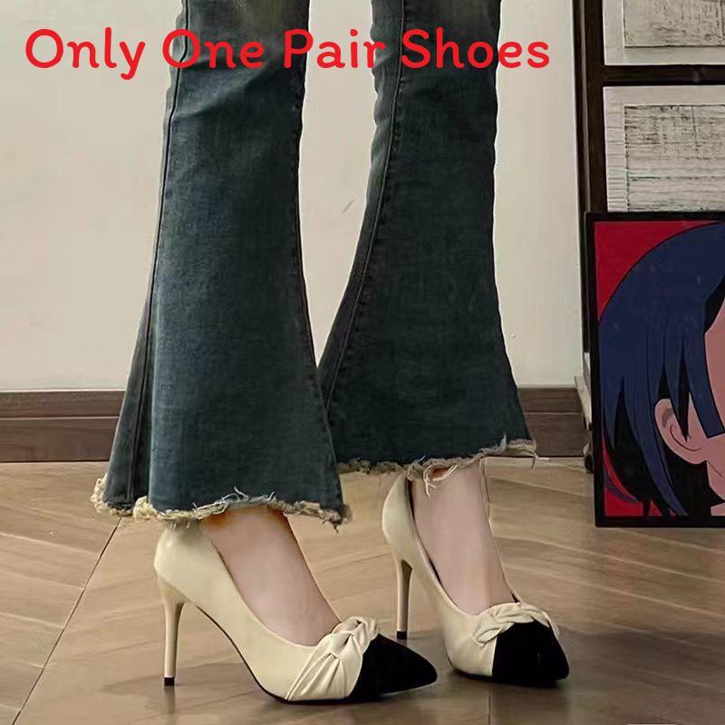 High Heel Shoes For Women Fashion Pu Pointed Toe Slip On Elegant Spring Office Wear