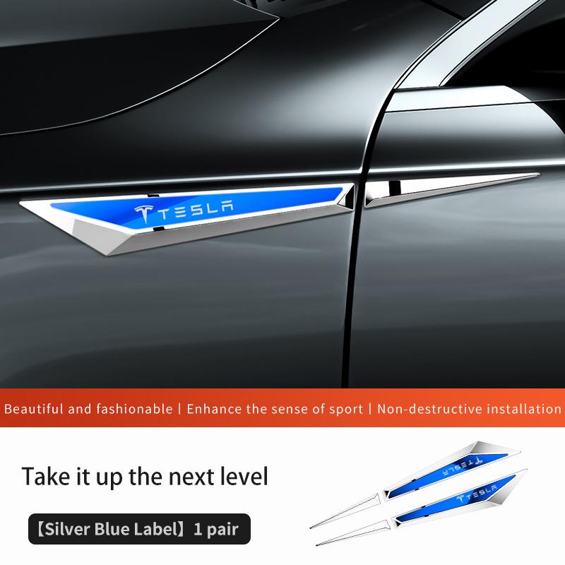 BFNWZ1 Alloy Car Body Side Badge Decal Fender Emblem Sticker for Tesla Model 3 Y S X Roadster Cybertruck P75D P85D P100D Accessories