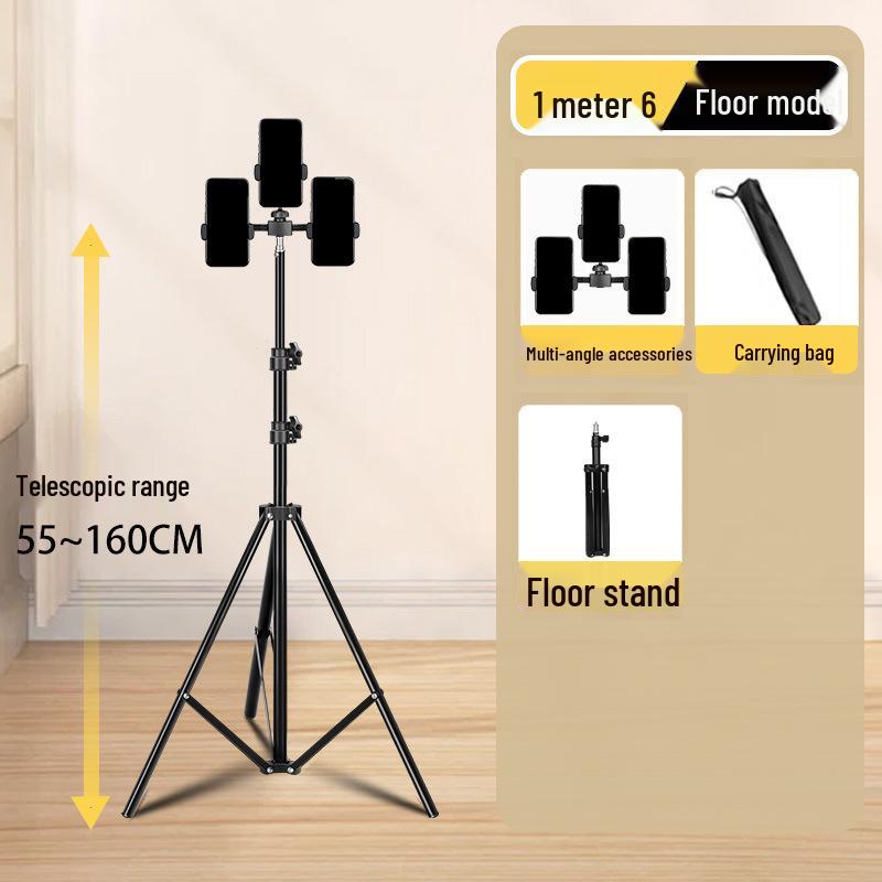 Dual-Position Live Streaming Tripod with Fill Light for Video Recording