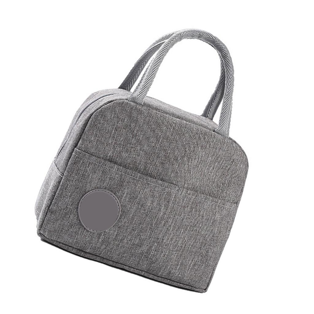 Womens Lunch Box Large Capacity Oxford Fabric Thick Cotton Core Insulated Lunch Bag for Office School Camping Gray