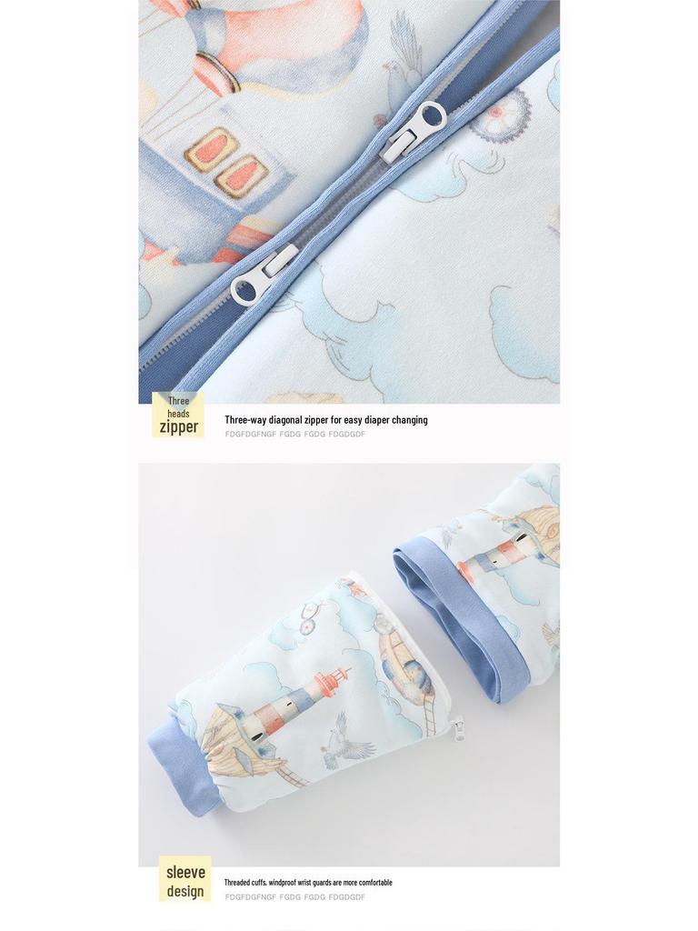 Quilted Unisex Infant & Toddler Sleeping Bag - Autumn/Winter, Anti-Kick, Anti-Startle, Down Protein Cotton, Temperature-Regulating.