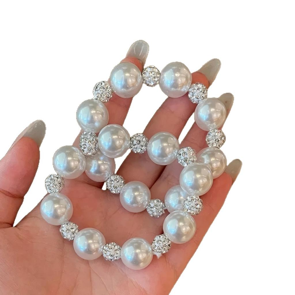 Celebrity Style Expensive Beads Flash Diamond Hair Band High-End Light Luxury Bracelet Hair Rope Dual-Purpose
