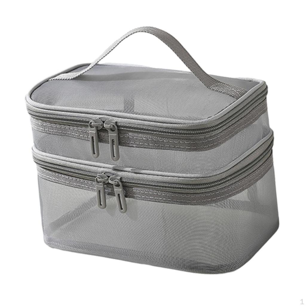 Double Layer Toiletry Bag Bathroom Cosmetic Organizer Large Capacity Carrying Case Portable for