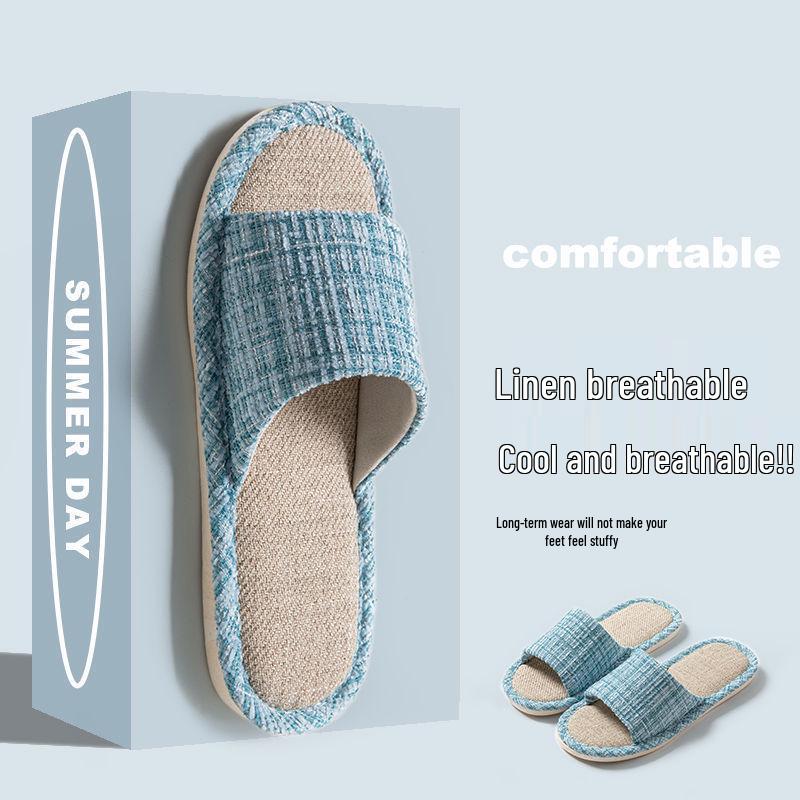Unisex Cotton Linen Indoor Slippers - Non-Slip, All-Season Comfort for Couples