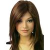Women Dark Brown Long Straight Part Bangs Full Wig Heat Resistant Party Hair