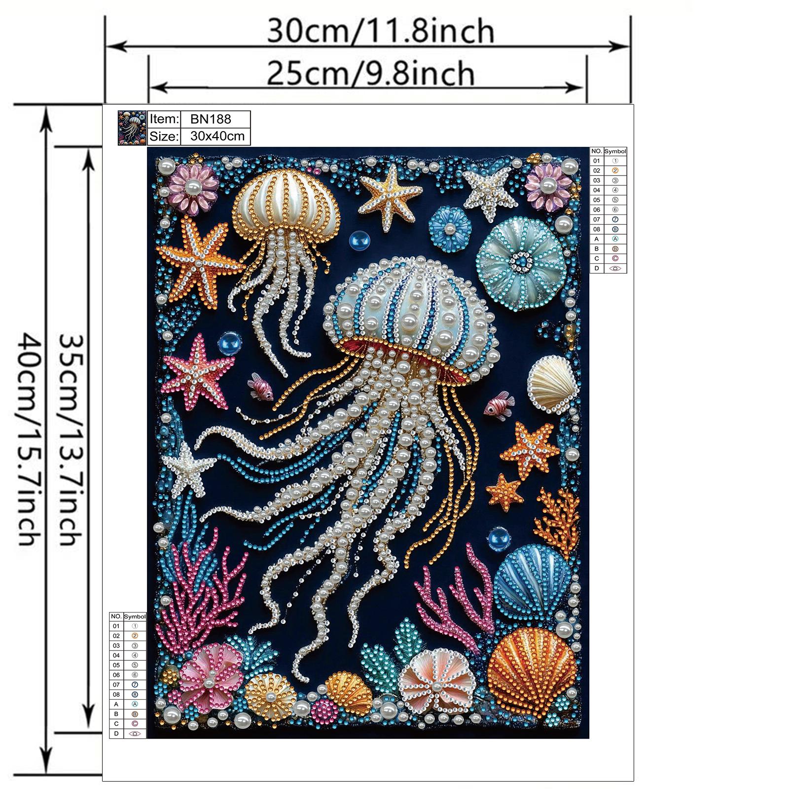 

DIY 5D Partial Diamond Painting Kit Owl Jellyfish Art Kits for Adults Special Shaped Frameless Diamond Mosaic Gem Art for Home
