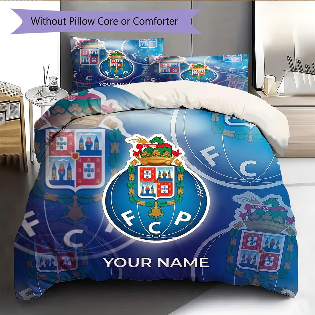 Custom Name Futebol Clube do Porto2 Pattern Bedding Quilt Set  Home Decoration  Gift (1 * duvet cover + 2 * pillowcase  without core)