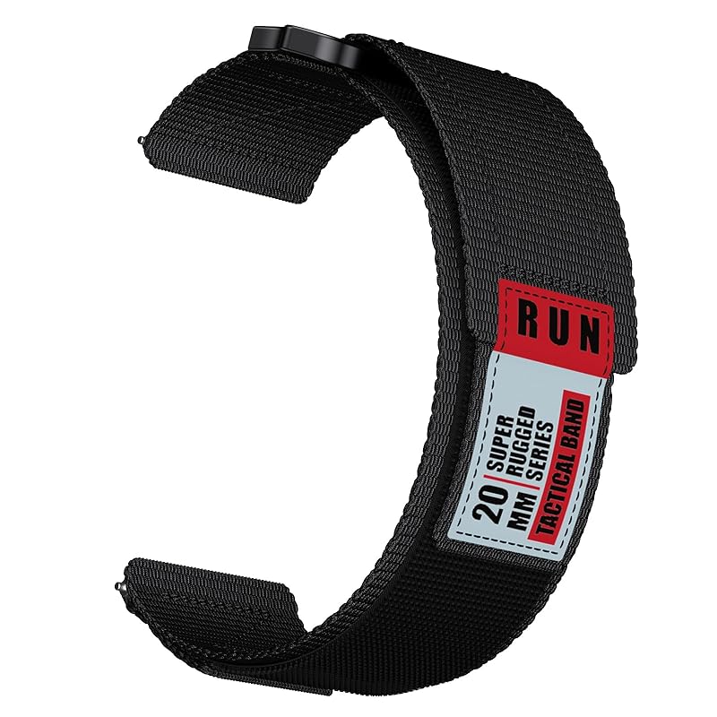 

[SQHYWJ] Watch Strap Tactical Nylon Loop Watch Replacement Band 20mm 22mm (black 20mm)