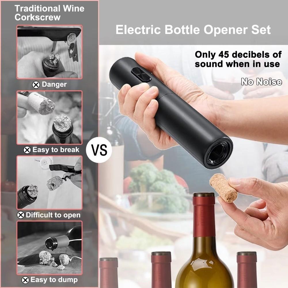 Foil Cutter Electric Wine Bottle Opener Pourer Stopper Wine Opener Set Automatic Corkscrew  Bar Use