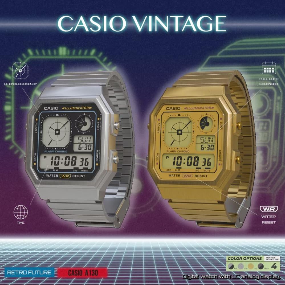 Casio Multicolor Watch A130WE-7ADF Men's