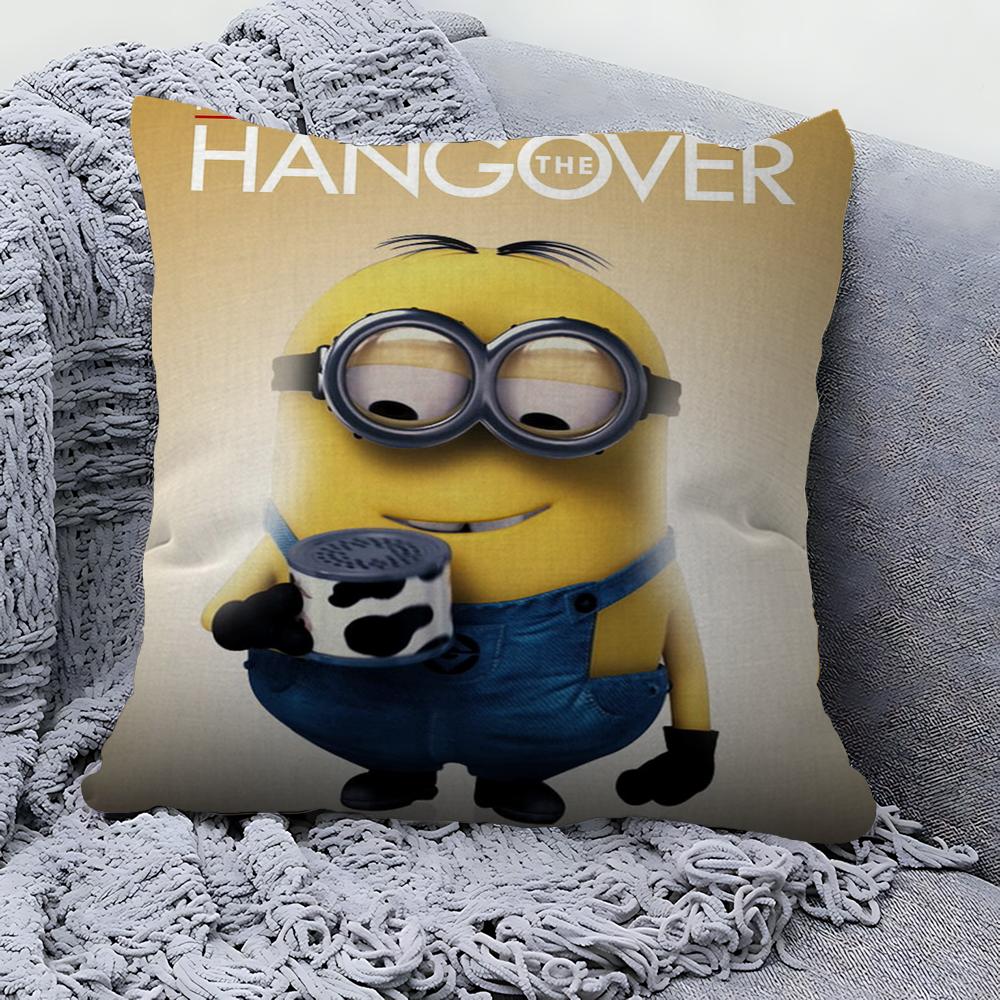 Almohada de Dibujos Animados-M-Minions Almohada de Anime Funda para Almohada de Sofá Cama Cabecero Funda para Cojín 45x45 Cm Moda