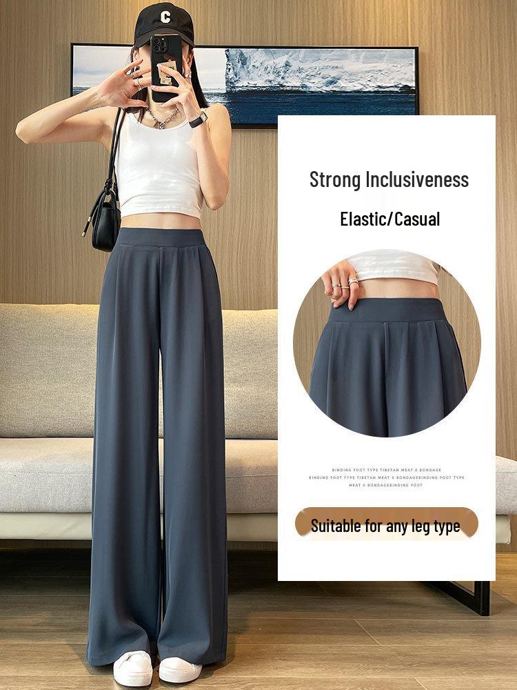 2026 Summer Women's High-Waist Korean Style Wide-Leg Slim Fit Cropped Suit Pants
