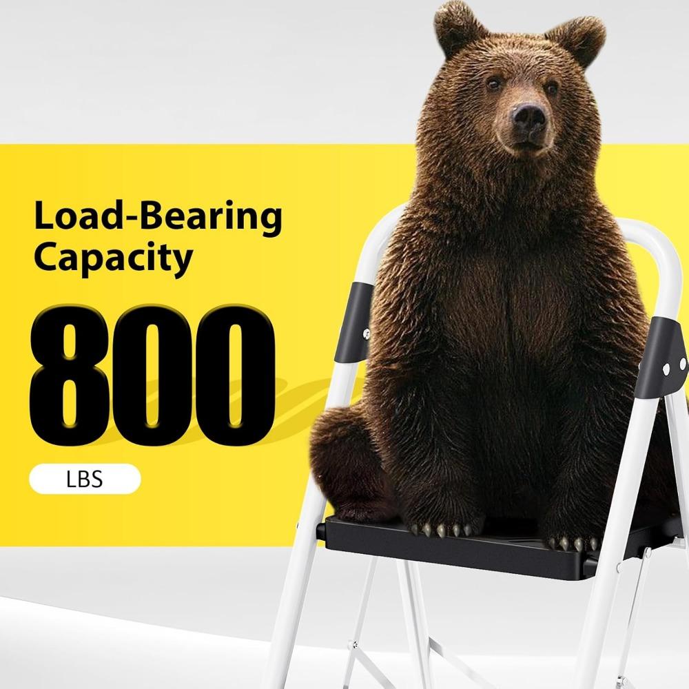 4 Stufen Klappleiter, 800 lbs Tragfähigkeit Tritthocker mit Sicherheitsverriegelung, Rutschfeste breite Pedale und Handlauf, Leichtgewicht, für Zuhause, Küche