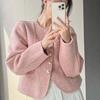 Women Wool Coat Single Breasted Round Neck Design Fashion Winter Short Clothes