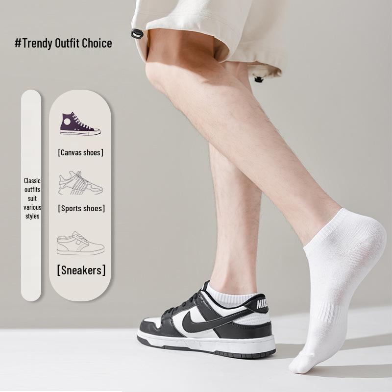 Men's Antibacterial Cotton Mid-Calf Socks - Sweat-Absorbent, Odor-Resistant, Black/White/Gray, Ideal for Autumn/Winter Sports