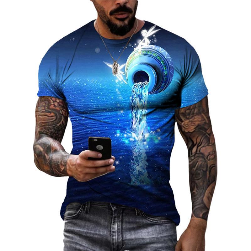 3D Printed Trend Men's Casual Round Neck Fashion Short Sleeved T-shirt Top