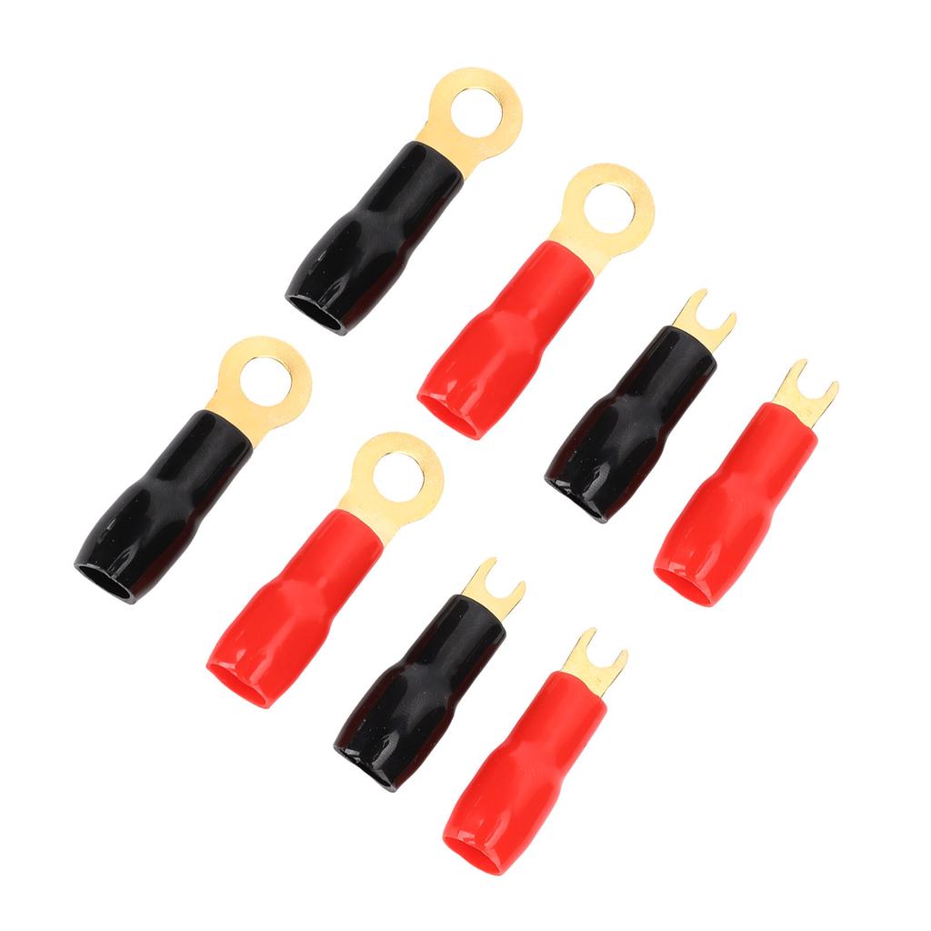4 Gauge Streifen Gabelklemmen Gabel-Adapter Stecker Schwarz Rot Kupfer Crimpverbinder
