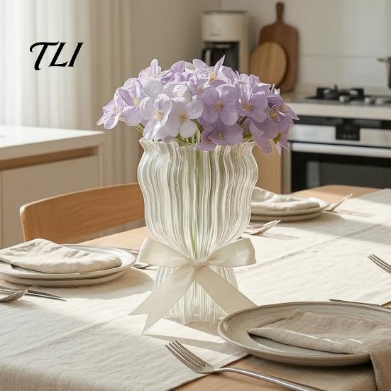 Floral Arrangement Holder 3D Printed Flower Vase with Bow Design, Modern Decorative Vase, Minimalist Glass for Flowers Container, Home Office