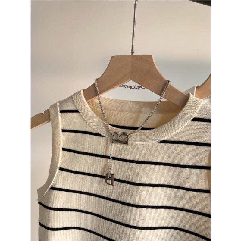 Women's Striped Knit Camisole Tank Top, Sleeveless Summer Shrug, Slimming Short Base Layer, Outerwear