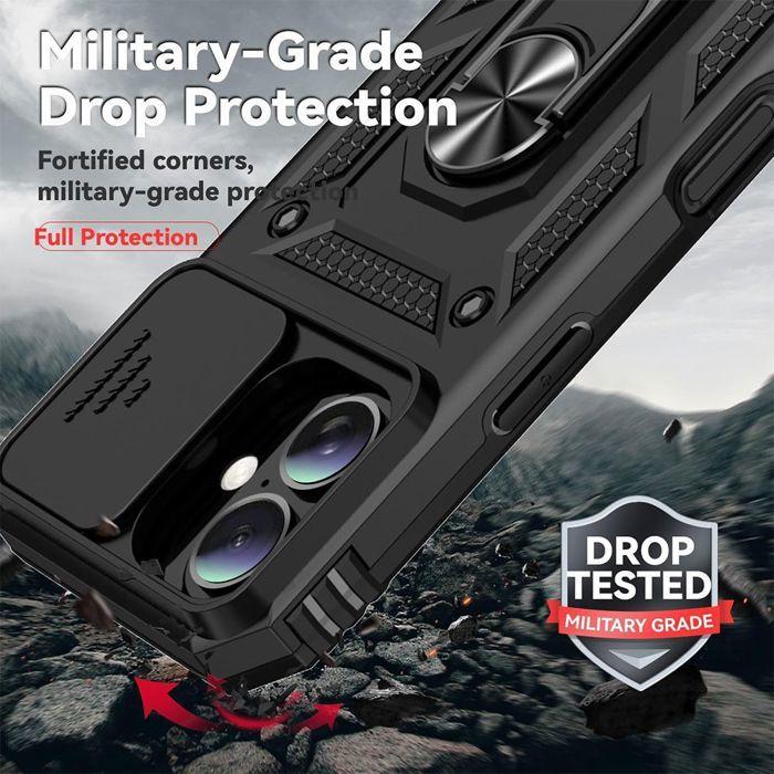Coque de protection pour téléphone - Protection Ultra Résistante - iPhone 17 - Noir - Antichoc - Avec Anneau