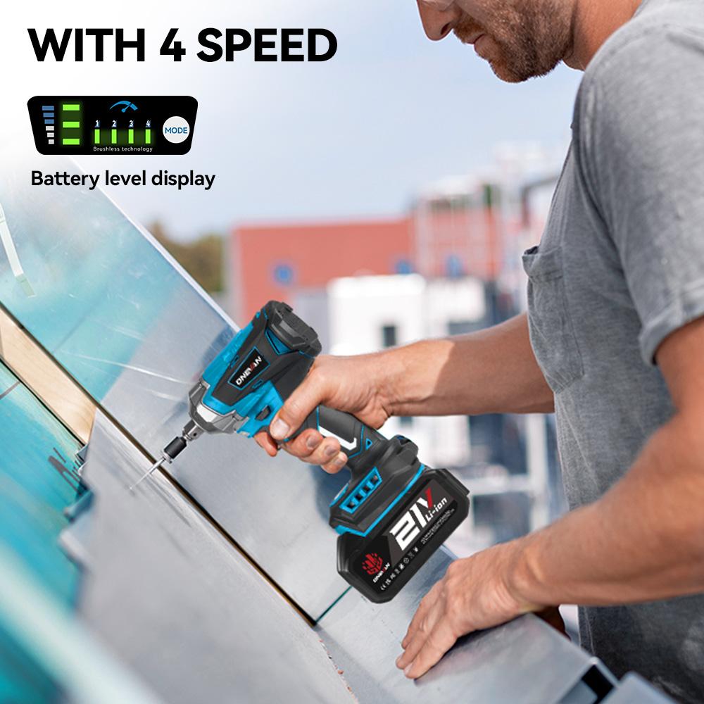 ONEVAN Brushless Electric Impact Wrench 1/2 Inch Cordless Hexs Socket Kit 3 In 1 Screwdriver Tool For Makita 18V Battery