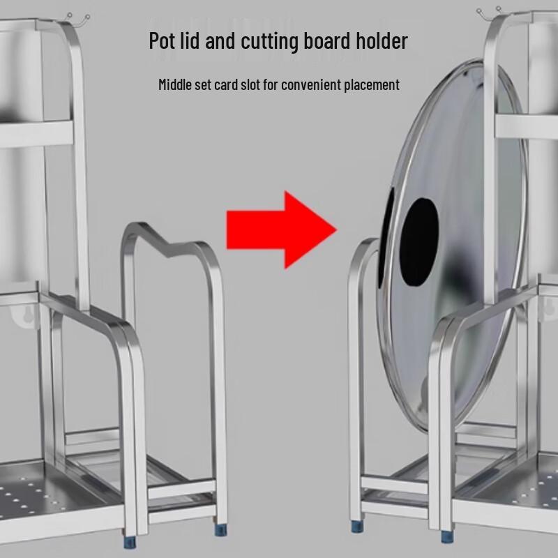 Stainless Steel Kitchen Spice Rack with Knife and Cutting Board Holder