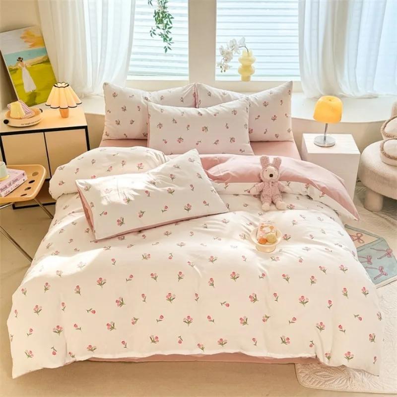 Floral Style Duvet Cover Sets Single/Queen/King Soft Washed Cotton Bed Cover Sets 240x220 Bedding Sets