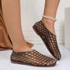 Hollow-Out Flat Open-Toe Mesh Crystal Sandals for Women, Summer Beach Casual Jelly Shoes