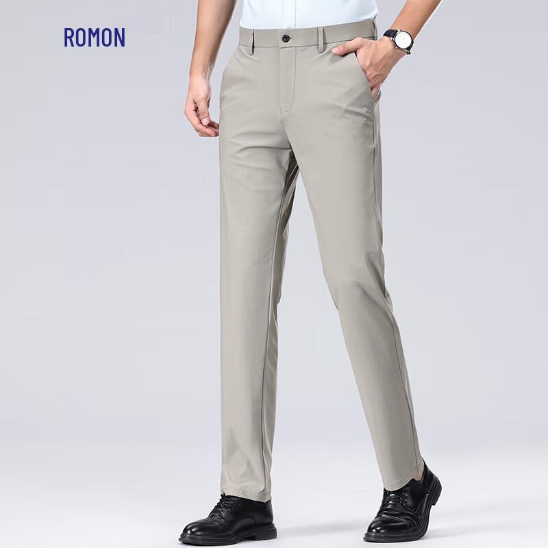 

Romon Men s High-Elastic Anti-Wrinkle Straight Casual Suit Pants 40