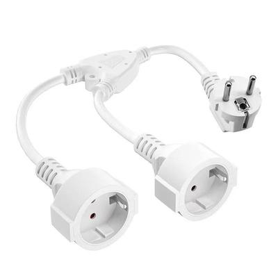 Europäisches Standard-Stromkabel 3x1,5mm² Stecker mit 0,34m Länge und Doppelsteckdose