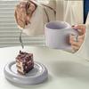 1Set 350ml Ceramic Coffee Chubby Mug Saucer Set Creative Cute Fat Handle Cup with Saucer for Office and Home Room Decor