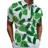 Men's Fashion Short Sleeve Zipper POLO Shirt Men's Personalized Printed Lapel POLO Shirt T-shirt
