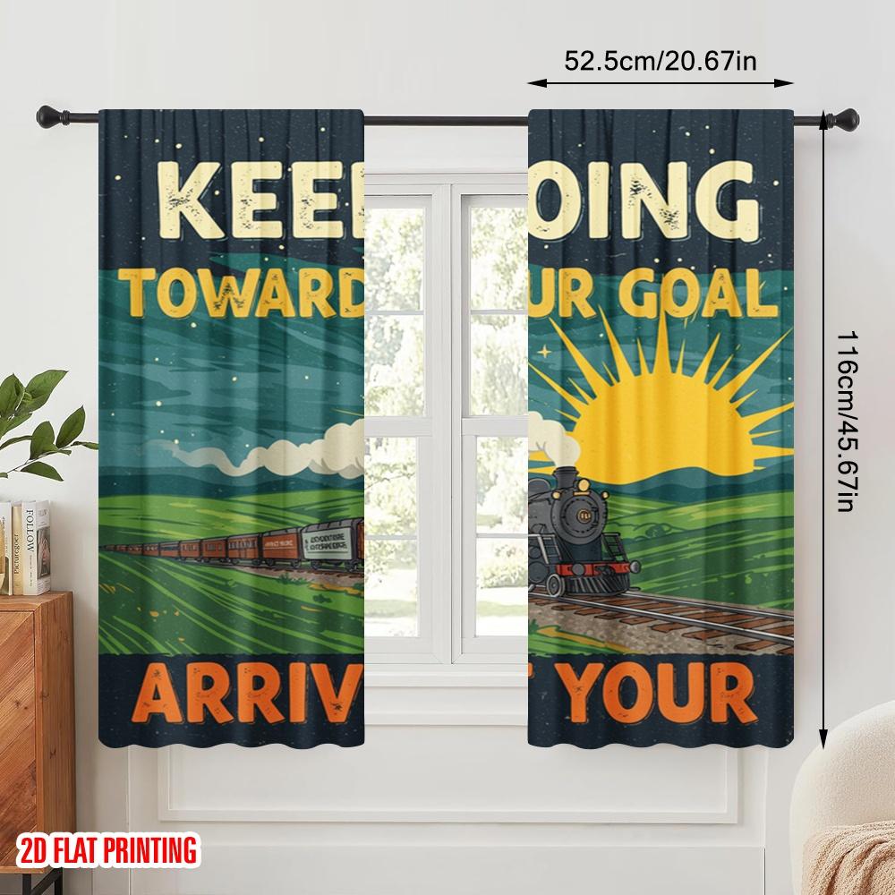 2 Stück 2D Flachdruck Vorhang Weitergehen Ziel Ankommen Ziel Polyester Ohne Strom 0 für Mehrzweckveranstaltung