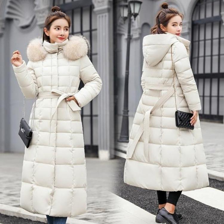 Winter Down Coat Long Jacket Women s Parka Casual Warm Thickened Cotton Padded Down Coat M белый