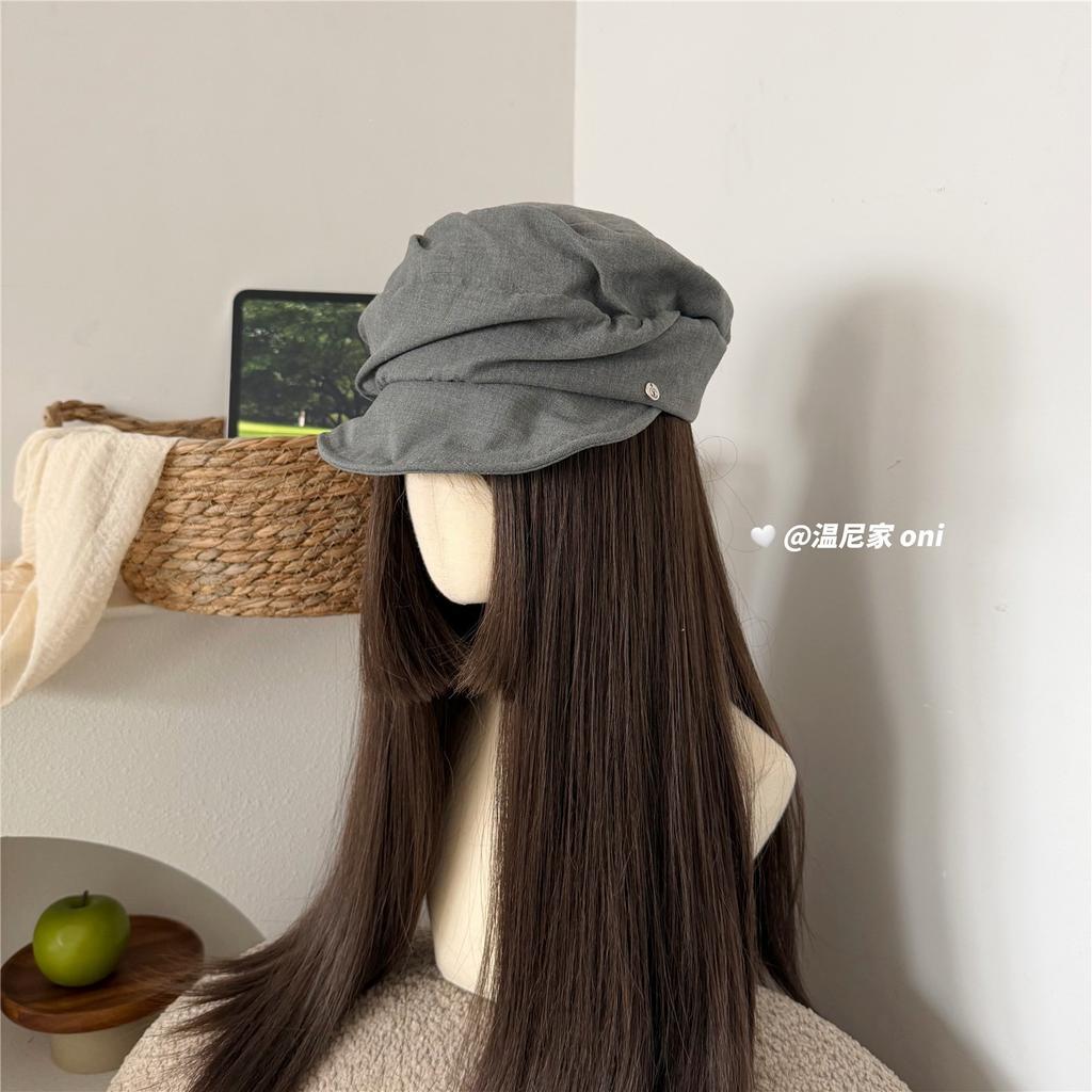 Export, Literature and Art, Yamamoto Style, Cotton and Linen, Breathable Folds, Showing the Face, Small Newsboy Hat, Female Flat-top Equestrian Hat, S