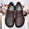 Mocasines marrones para hombre, zapatos de senderismo, sin cordones, hechos a mano, informales, de cuero, anchos, para exteriores, para papá, talla grande