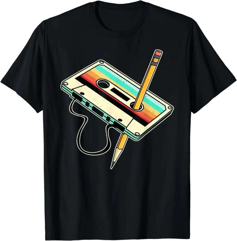 

Summer Hot Sale 80s Cassette Tape Pencil 80s Vintage Vintage Vintage Music T-Shirt Men s Clothing Vintage T-Shirt Camisetas 4XL