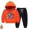 New Style Velvet-Enhanced Hooded Sweatshirt Two-Piece Set for Boys and Girls - Thick Warm Clothing for Autumn and Winter