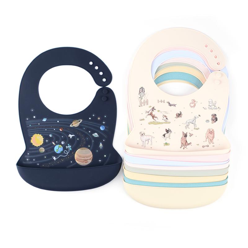 Babero de silicona para bebé, Baberos impermeables con forma de plátano para Saliva, delantales comestibles suaves para alimentación de recién nacidos con dibujos animados, bufanda para eructar ajustable para bebé