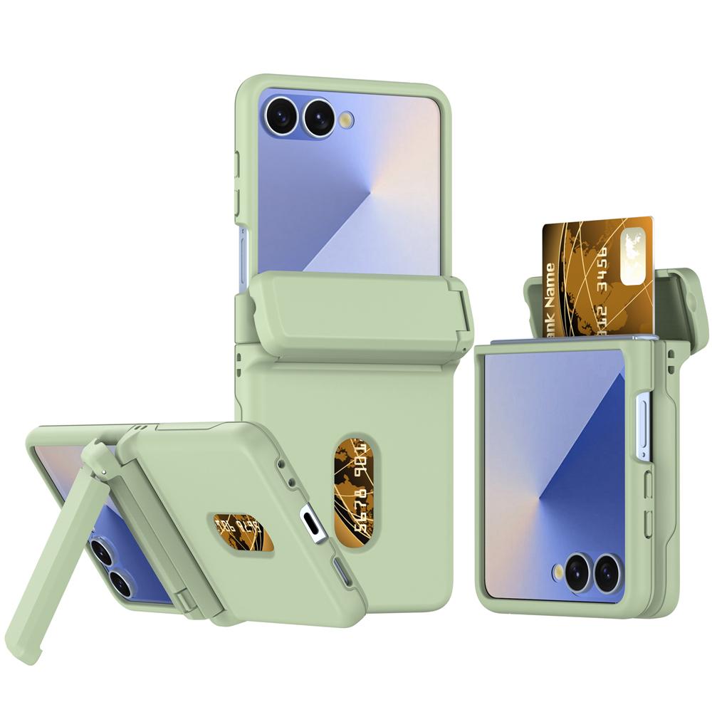KEYSION Shockproof Case for Samsung Z Flip 7 6 5 5G Hard PC With Hinge Kickstand Card Slot Phone Cover for Galaxy Z Flip 5 6 7