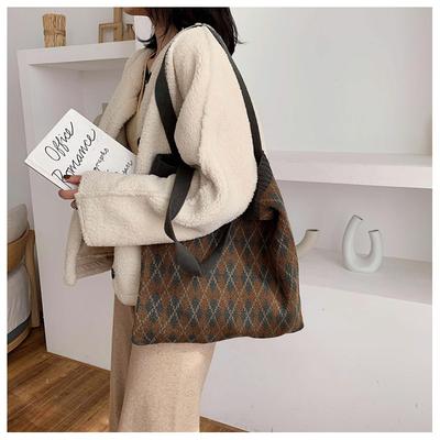 Sac à bandoulière décontracté de grande capacité, sac de Shopping à carreaux à la mode pour femmes
