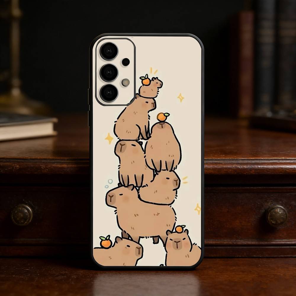 Cute Capybara Groundhog phone Case For Samsung S25,24,21,22,23,30,Ultra,20,Plus,Fe,Lite,Note Soft Black Cover