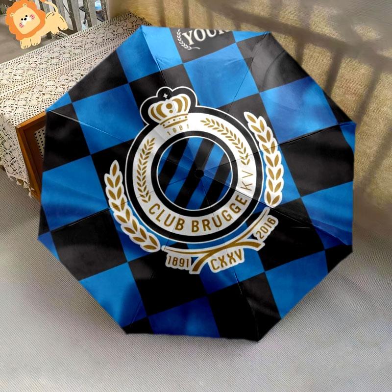 1 PC Automatic Folding Umbrella - Club Brugge KV Custom Name Pattern, Portable & Foldable Design with 8 Ribs, Christmas Birthday Gifts