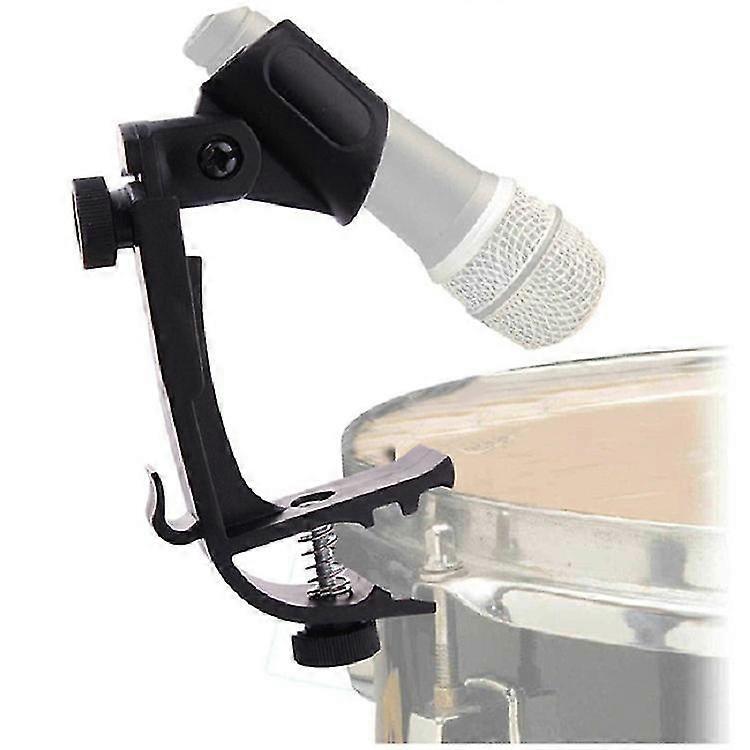 Drum Microphone Clips Adjustable Plastic Shockproof Drum Mic Holder Practical Rim Mount Clamp Holder (1 Pair, Black) cy