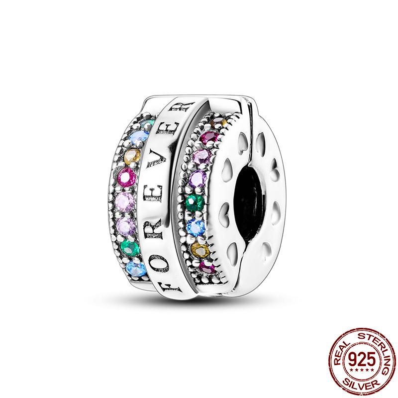 S925 Sterling Silver Clasp Silver Charms Silicone Spacer Beads Safety Chain Fit Original  Bracelet  Jewelry Women New In