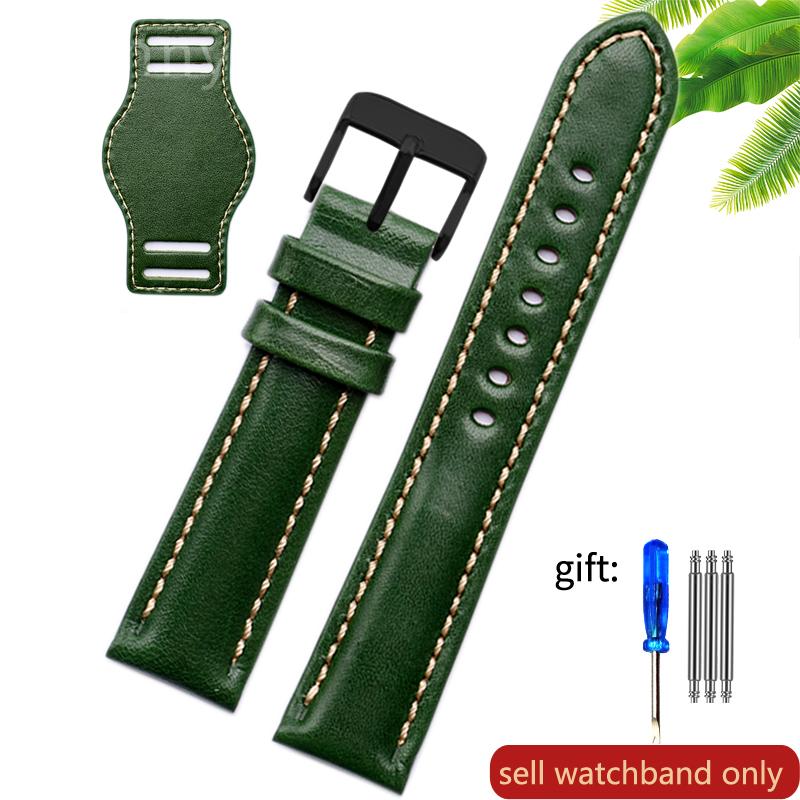 Genuine Leather watch strap for Rolex Green Submariner Omega  timex Vintage plus Tray Men Watch Band 20 22mm